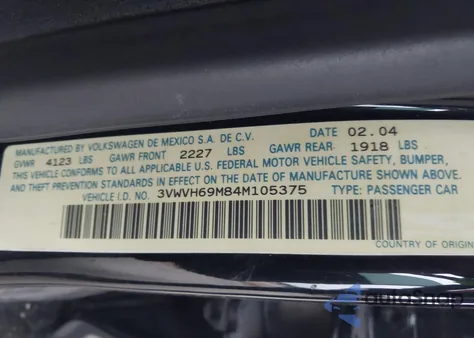 2004 Volkswagen Jetta Gli из США, поврежденный, VIN 3VWVH69M84M105375